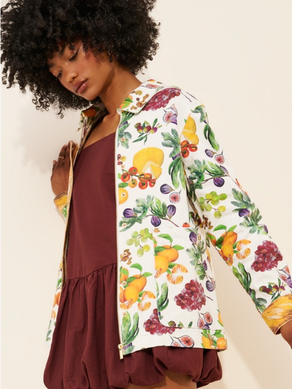Rachel Antonoff Fruit Print Lizzie Picnic Jacket - Picture 3 of 10